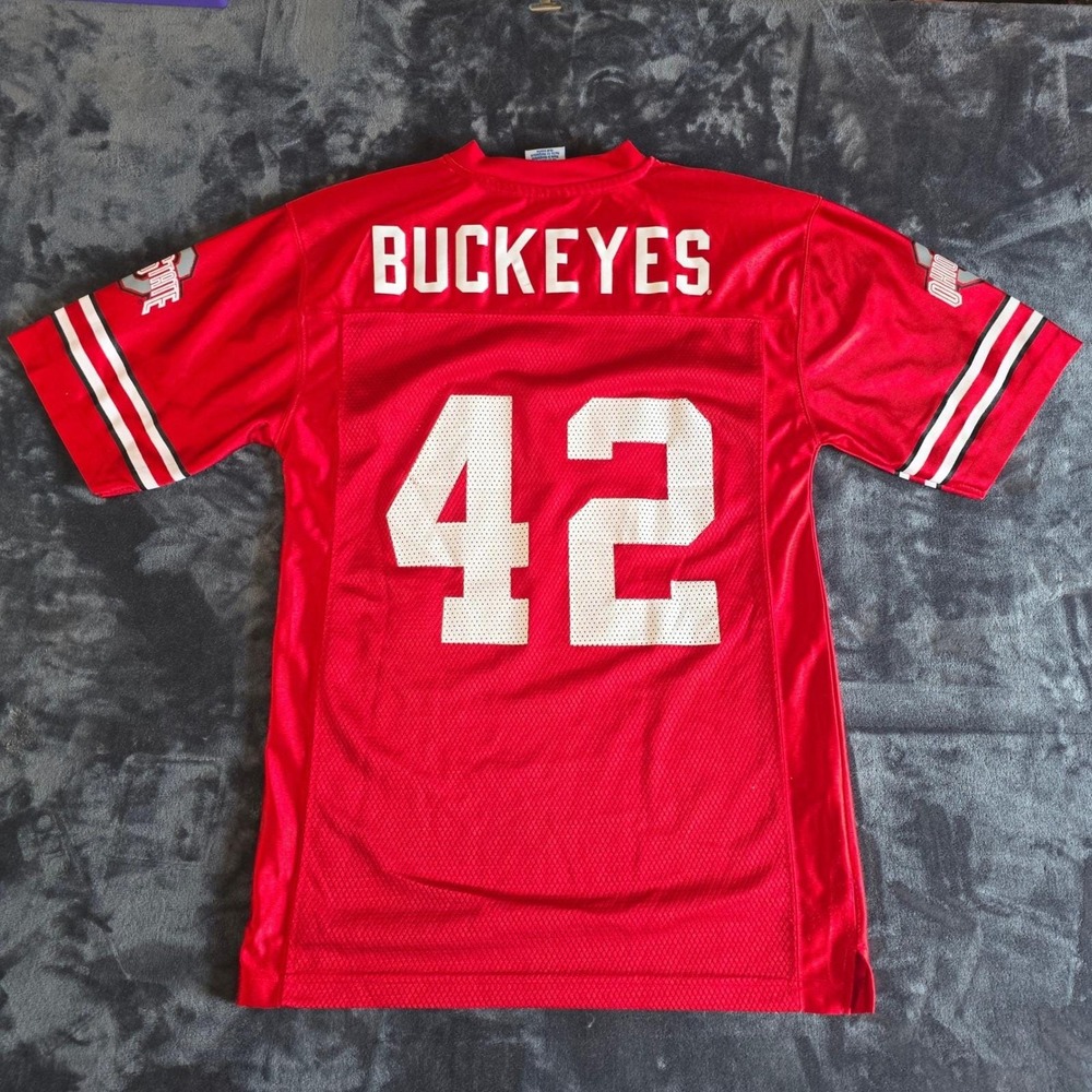Vintage NCAA Ohio State Buckeyes 42 Football Jersey Red Mesh KA Inc Mens Small